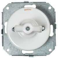 Fontini – Interrupteur va-et-vient porcelaine blanche – 10A 250V – Appareillage encastrable – Design rétro pour décoration vintage