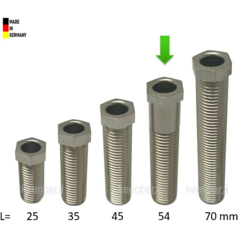 Keenberk Hohl-Schraube, Länge 54 mm für Siebkorbventile M12 x 1,5 mm -  universell passend für