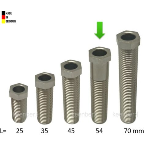 Keenberk Hohl-Schraube, Länge 54 mm für Siebkorbventile M12 x 1,5 mm -  universell passend für 1,5 und 3,5 Zoll