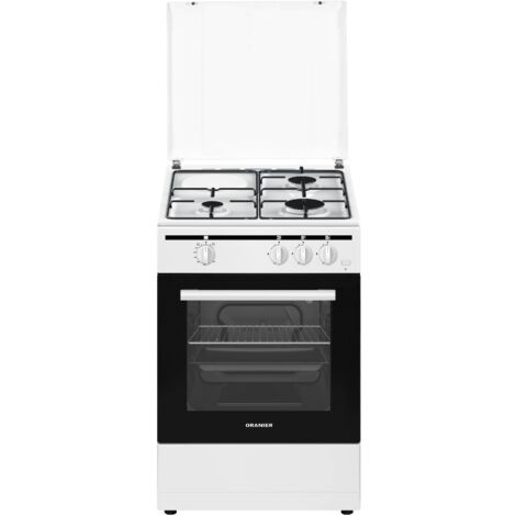 Oranier Gas-Standherd Weiß (3-fl.) Erdgas Grillbrenner Gas Schublade für Geschirr Flüssiggasdüsen-Set beiliegend 50 cm STG 598