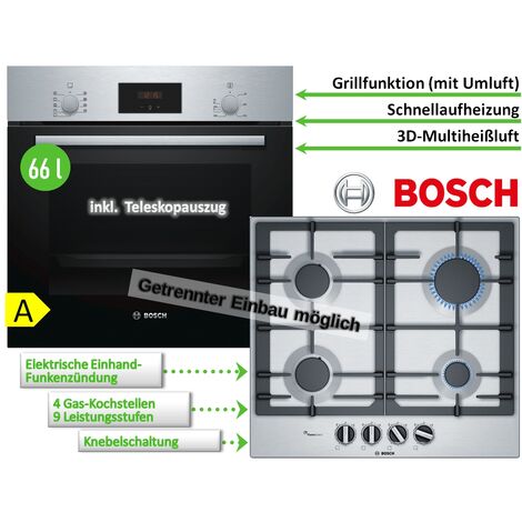 Bosch HERDSET Backofen mit 3D-Heißluft und Gaskochfeld mit 1-Hand