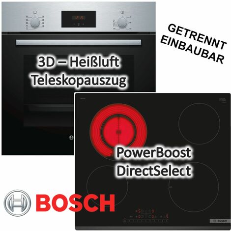 HERDSET Bosch Einbau-Backofen mit Glaskeramikkochfeld autark 60 cm Teleskopauszug NEU