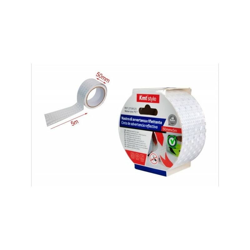 Nastro Adesivo Riflettente 50mm X 5MT Bianco Catarifrangente Ad Alta  Visibilità