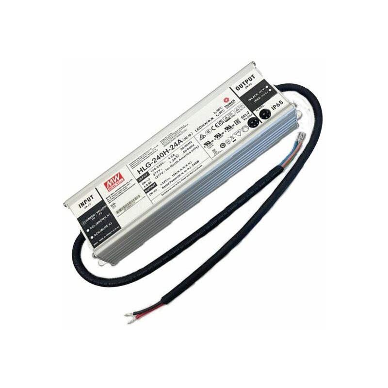 MeanWell HLG-240H-24A Alimentatore Led Driver IP67 240W 24V 10A Input 220V  e 110V