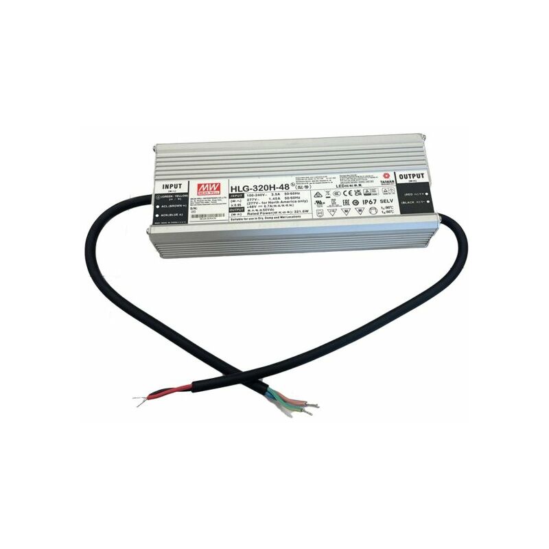 MeanWell HLG-320H-48 Alimentatore Led Driver CV CC IP67 320W 48V 6,7A Input  220V e 110V