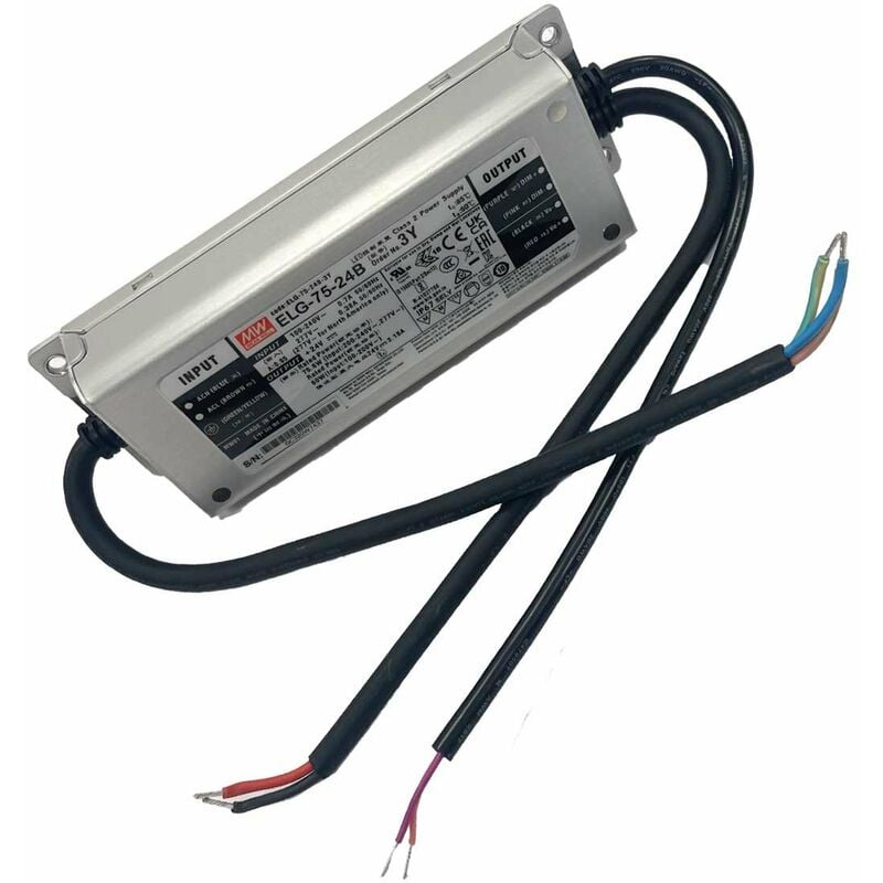 MeanWell ELG-240-24B-3Y Alimentatore Dimmerabile 0-10V PWM Resistenza IP67  200W 24V 10A Input