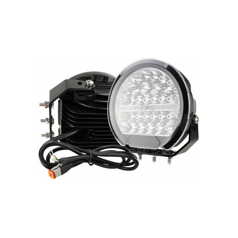 Faro Led Fuoristrada Rotondo 9'' 150W 15000LM + DRL Bianco 5W + Luce SOS  Arancione 5W 12V 24V IP67 6000K Omologato E-Mark