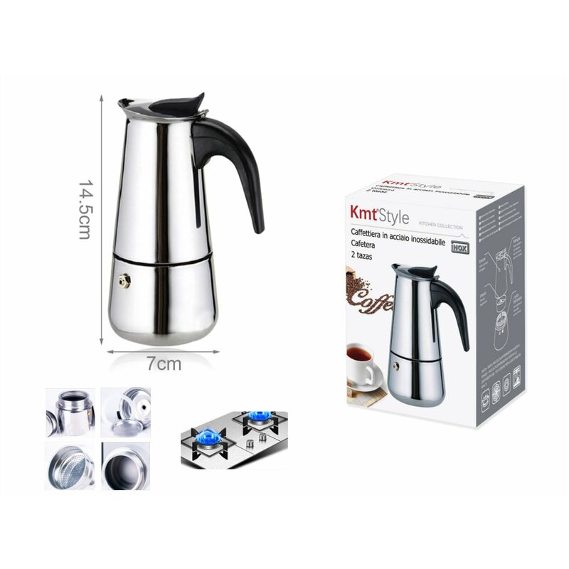 BIALETTI FIAMMETTA INDUCTION MOKA 4 TAZZE NERO BRILLANTE ANCHE PIANI  INDUZIONE