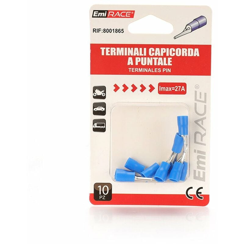 10 Pezzi Terminale Capocorda a Puntale, Capicorda Elettrici Crimpatrice,  Puntalini Set a Crimpare Terminali Crimp (Blu)