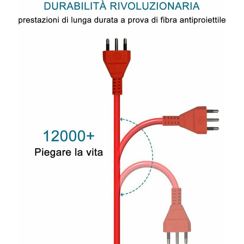 Prolunga Elettrica Lineare Colore Arancione 15M 3X1.5mm Spina Italiana 16A  Presa Bipasso Schuko 10/16A