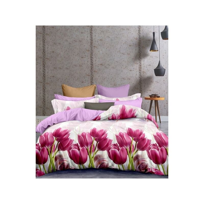 Set lenzuola EMERALD colore cipria rosa stampato motivi floreale 200x200+80x802  decoking