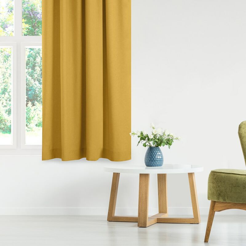 Tenda CARMENA colore senape stile classico giallo occhielli di metallo  d'oro treccia 140x270 homede