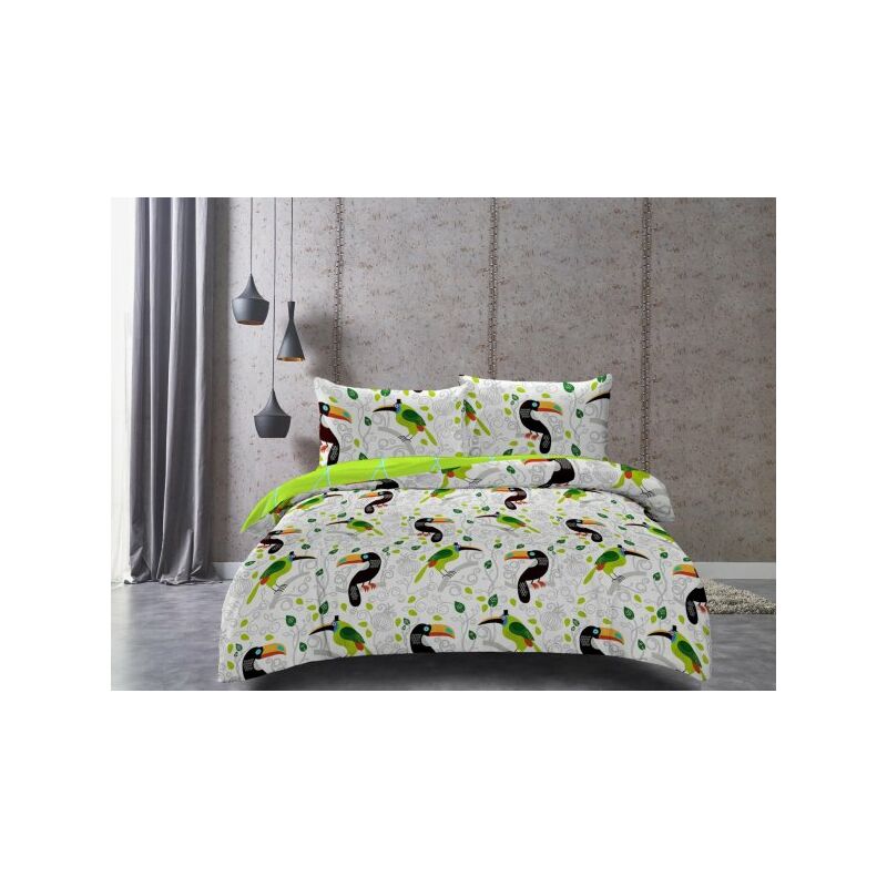 Set lenzuola DUCATO colore verde stampato motivi animale 200x200+80x802  decoking