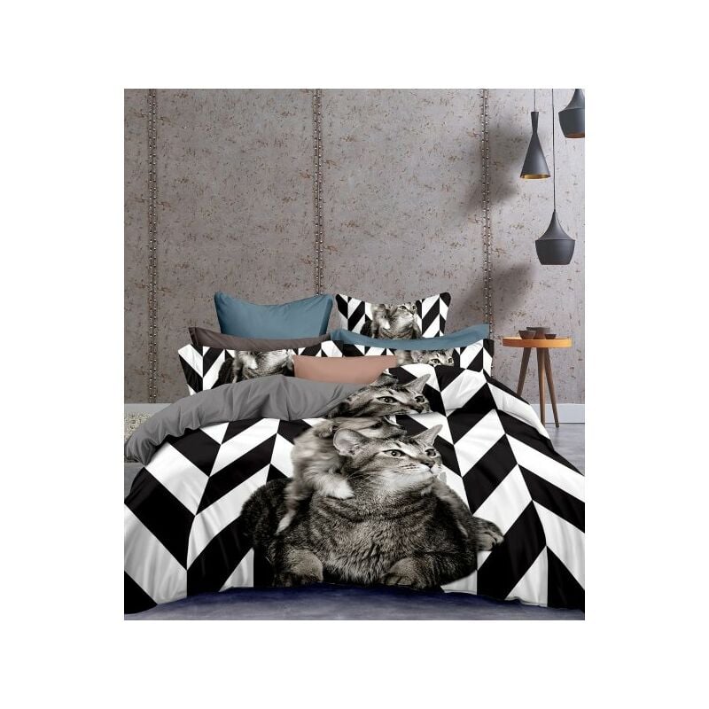 Set lenzuola ANILOVE colore nero stampato motivi animale 200x200+