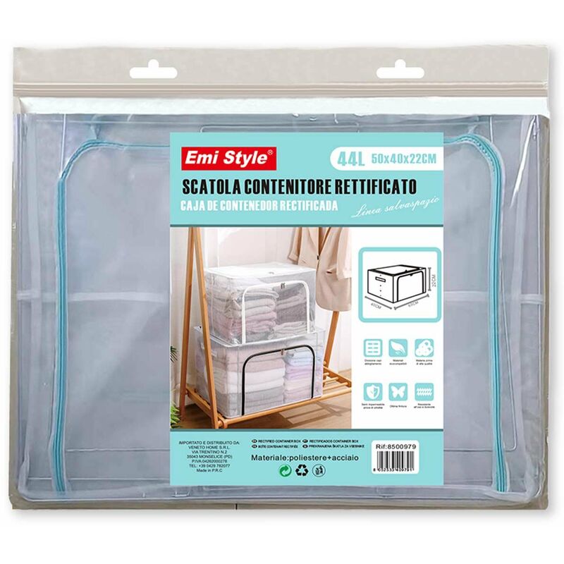 Contenitore Rettificato con Sistema di Ventilazione Antipolvere Scatola  Sottoletto Trasparente Chiusura Cerniera L50cm x W22cm x