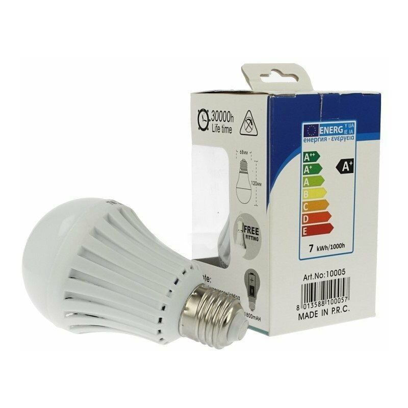 2 Lampade Led E27 A60 Luce Emergenza 7W Ricaricabile Intelligente