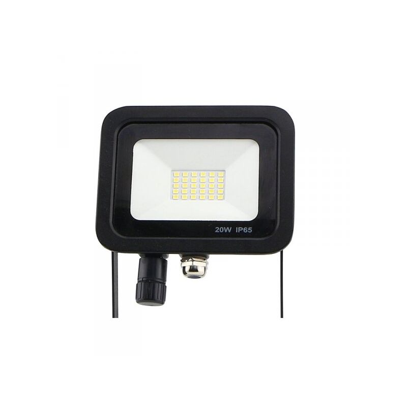 Faro Led Flood Light Slim 20W IP65 Bianco Neutro Carcassa Nera Sensore PIR Opzionale CL1918