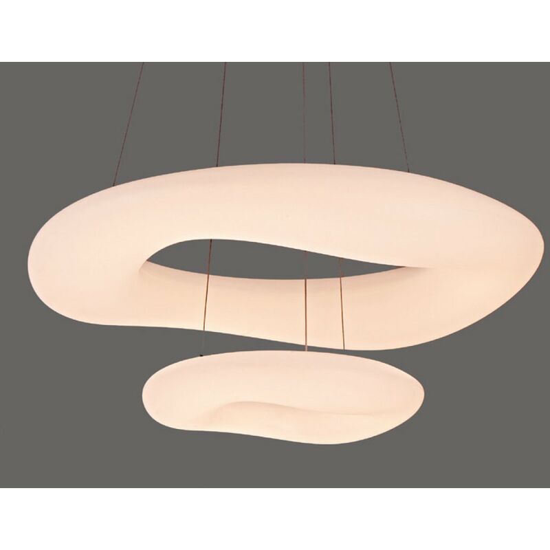 Lampadario LED a Sospensione Circolare 60W con Telecomando 3 in 1 Corpo  Bianco 1d: 60cm 2d: 30cm h:200cm Dimmerabile