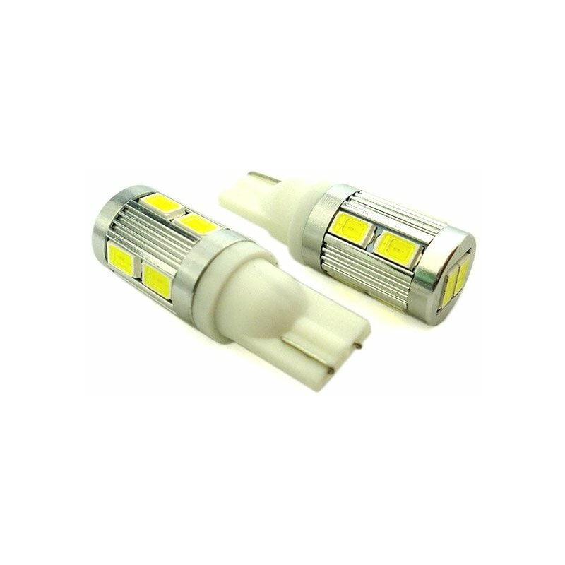 Luci Posizione Led CANBUS T10 W5W 6000K 10 Led SMD Con LENTE Coppia  Lampadine NO ERRORE Bianco Ghiaccio