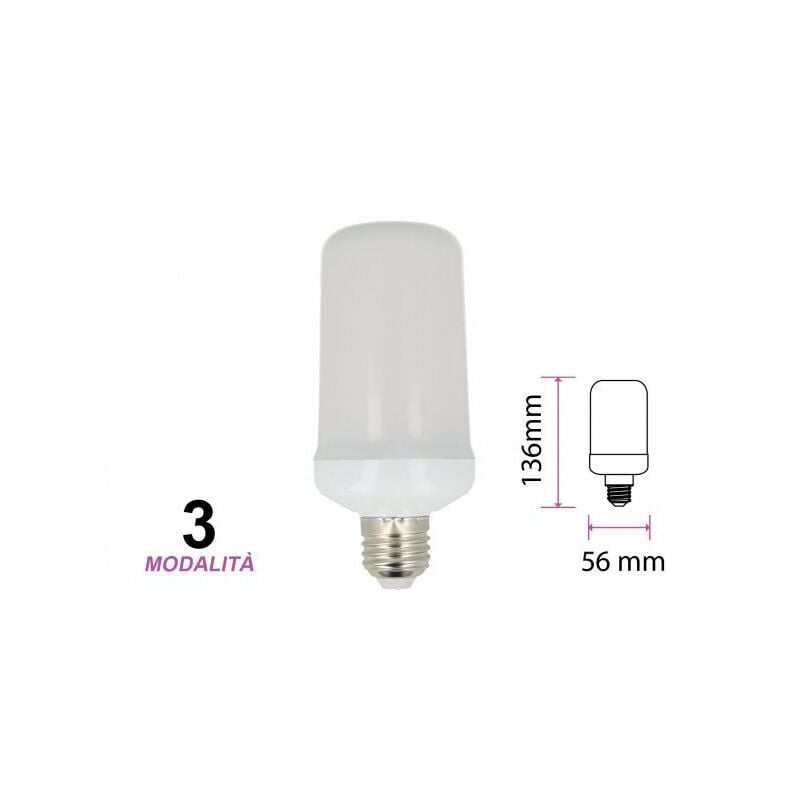 Lampada Led E27 Effetto Fiamma Finta Fuoco Tremolante Decorativa Vintage 3  Mode 6W 1700K Luce Fissa Breathing Light