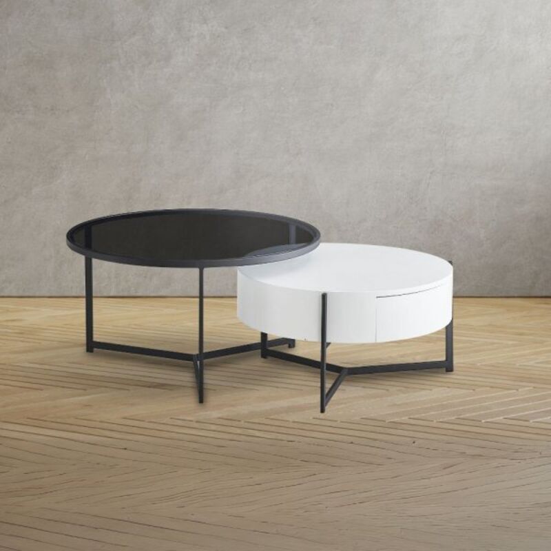 Tavolino Da Salotto Con Cassetto E Doppio Ripiano, 60x20x61 Cm, MDF Ecologico, Per Piccoli Spazi, Soggiorno E Camera Da Letto - 2