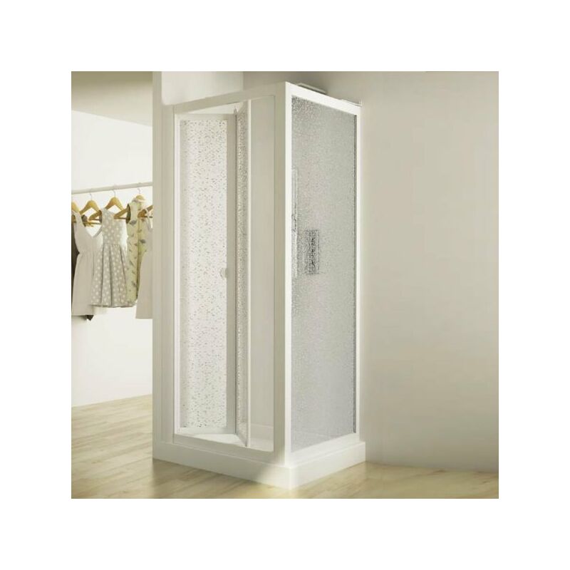 Porta doccia a libro soffietto pvc bianco acrilico h.185cm DOPLAS (104-109  cm)