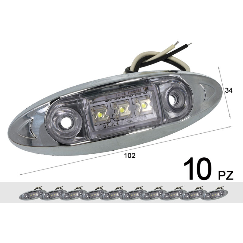 Set di 2 luci d'ingombro a LED rosso/bianco 180mm angolato-990011441