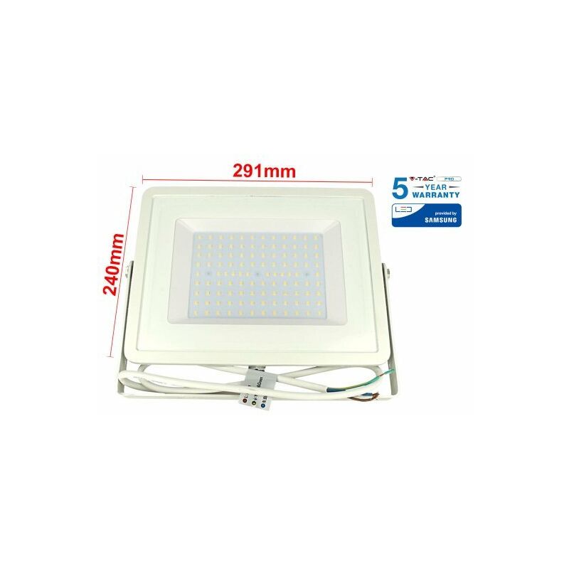 Faro Led Flood Light 100W IP65 Bianco Freddo 6400K Super Slim 30mm Carcassa Bianca  Samsung Garanzia 5 Anni SKU-21417