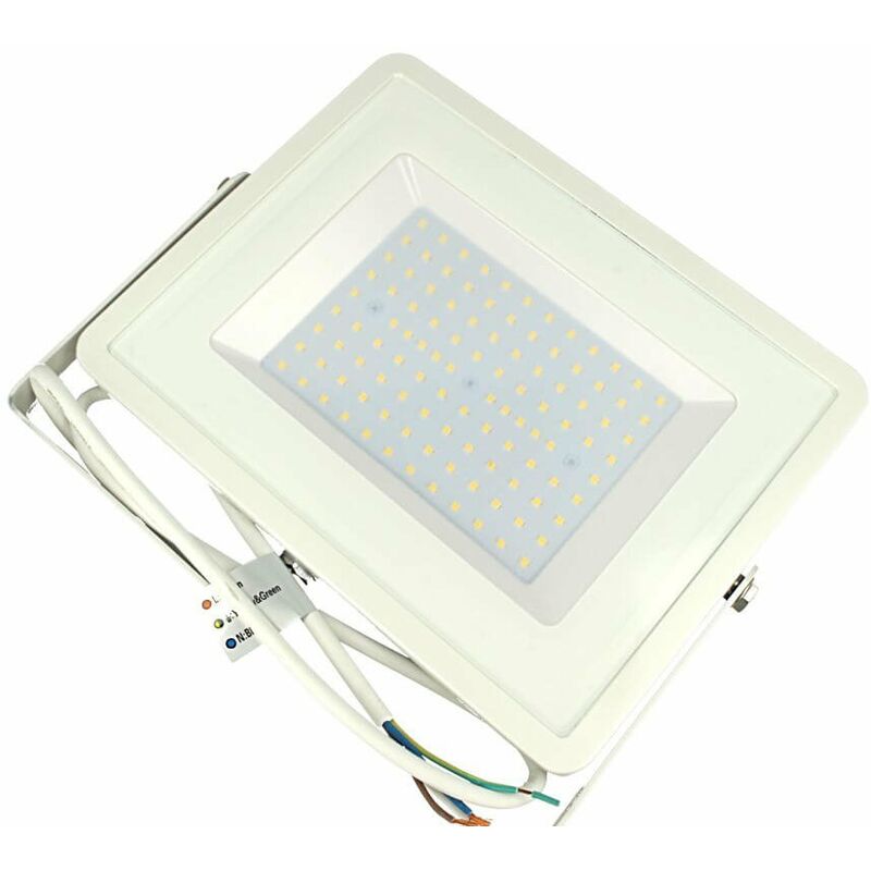 Faro Led Flood Light 100W IP65 Bianco Freddo 6400K Super Slim 30mm Carcassa Bianca  Samsung Garanzia 5 Anni SKU-21417