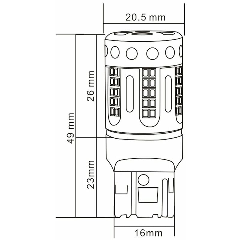 Lampada Led 7443 CK T20 W21/5W 100% Canbus 12V 21/5W Effettiva Bianco 6000K  Con Ventola In Testa