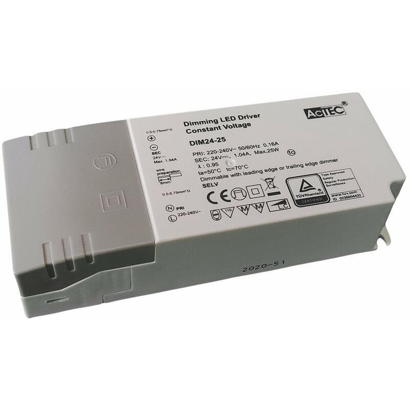 Alimentatore Dimmerabile Con Triac Dimmer Taglio di Fase DC 24V 25W Per  Striscia Led 24V DIM24-25