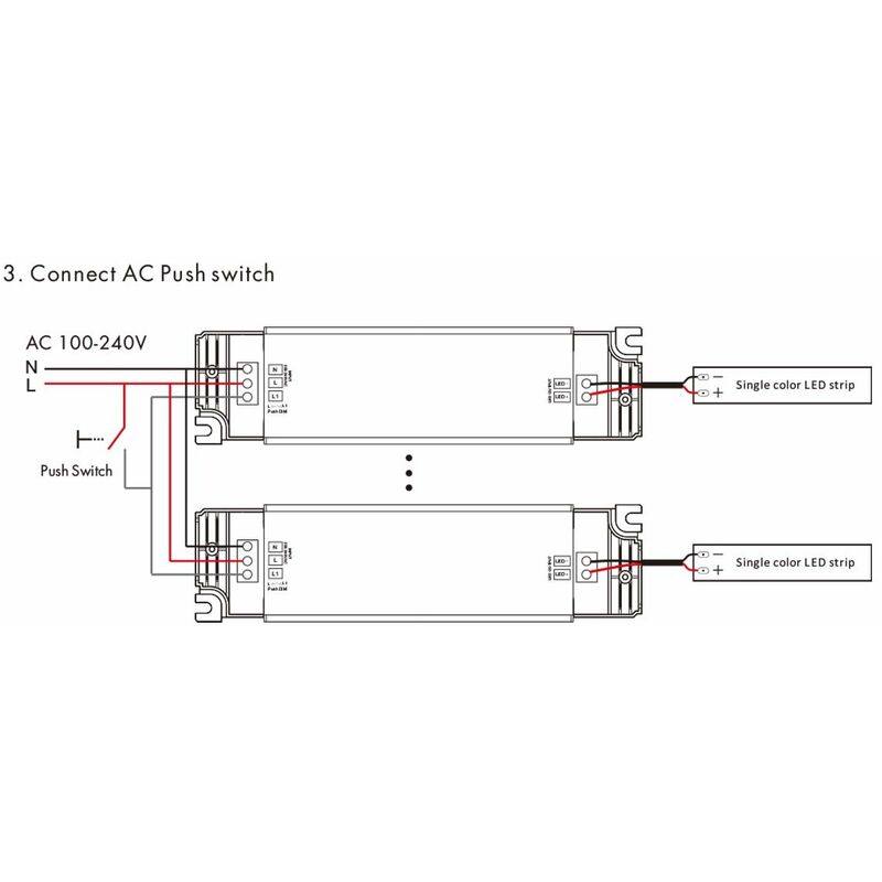 Alimentatore Dimmerabile CV 12V 40W Con Pulsante N.O. e Telecomando RF 2.4G  Per Striscia Led 12V PB-40-12