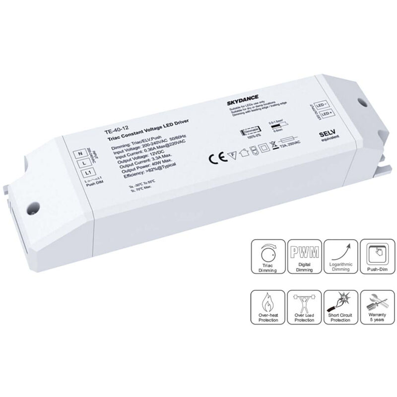 LEDLUX Alimentatore Dimmerabile CV 24V 40W Con Pulsante N.O. e Telecom -  A2Z WORLD SRL - A2Z WORLD SRL