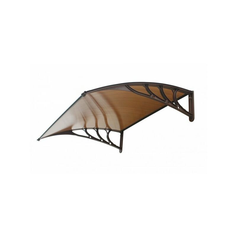 Pensilina tettoia, abs marrone, policarbonato alveolare fumè 120x100cm da esterno Fredi