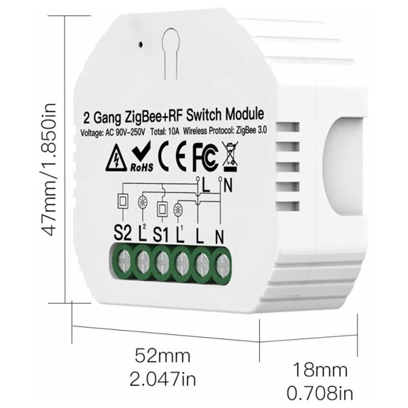 ZigBee Mini Interruttore Intelligente Smart 10A 220V Funzione Con Pulsante  Telecomando RF Compatibile Con  Alexa e Google 