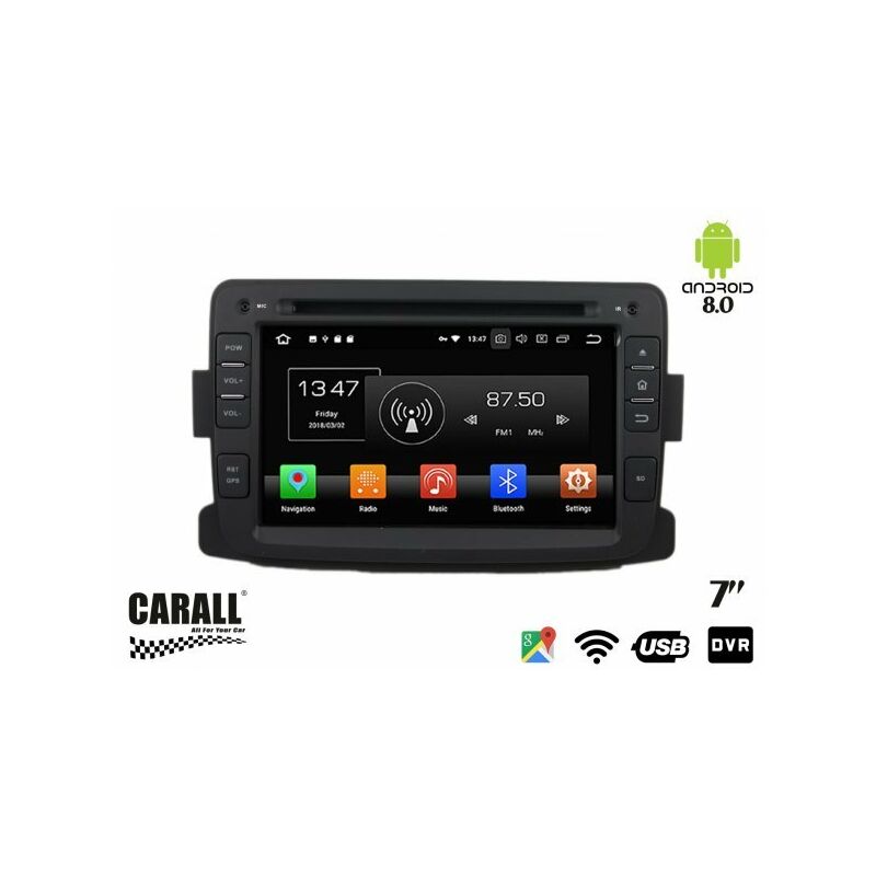 Autoradio Android 8,0 Dacia Duster GPS DVD USB SD WI-FI Bluetooth Navigatore