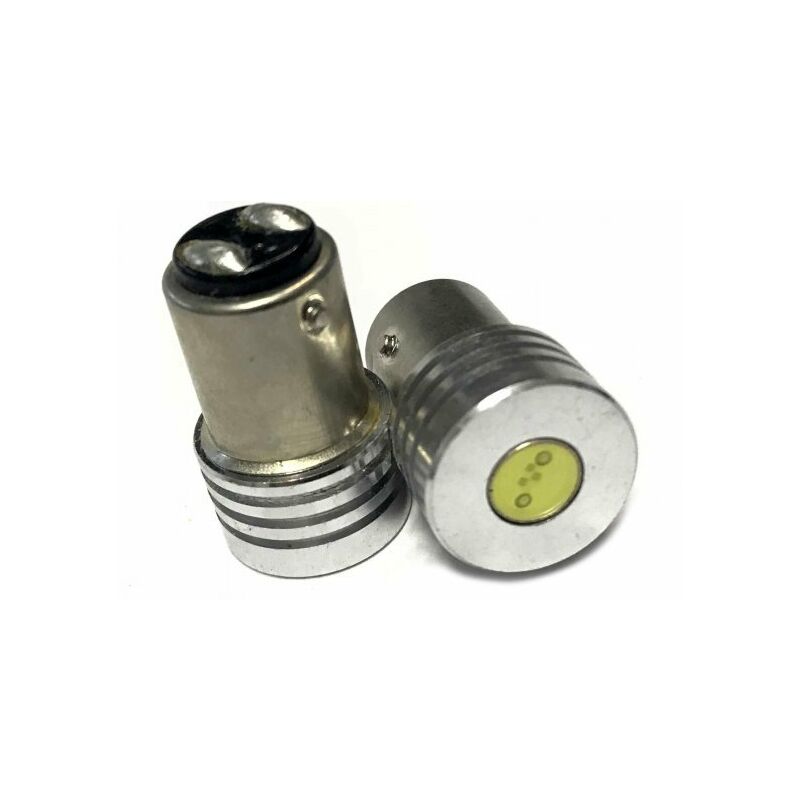 Coppia 2 Lampade Led BAY15D 1157 P21/5W Con 1 Power Led Da 1W Bianco Freddo