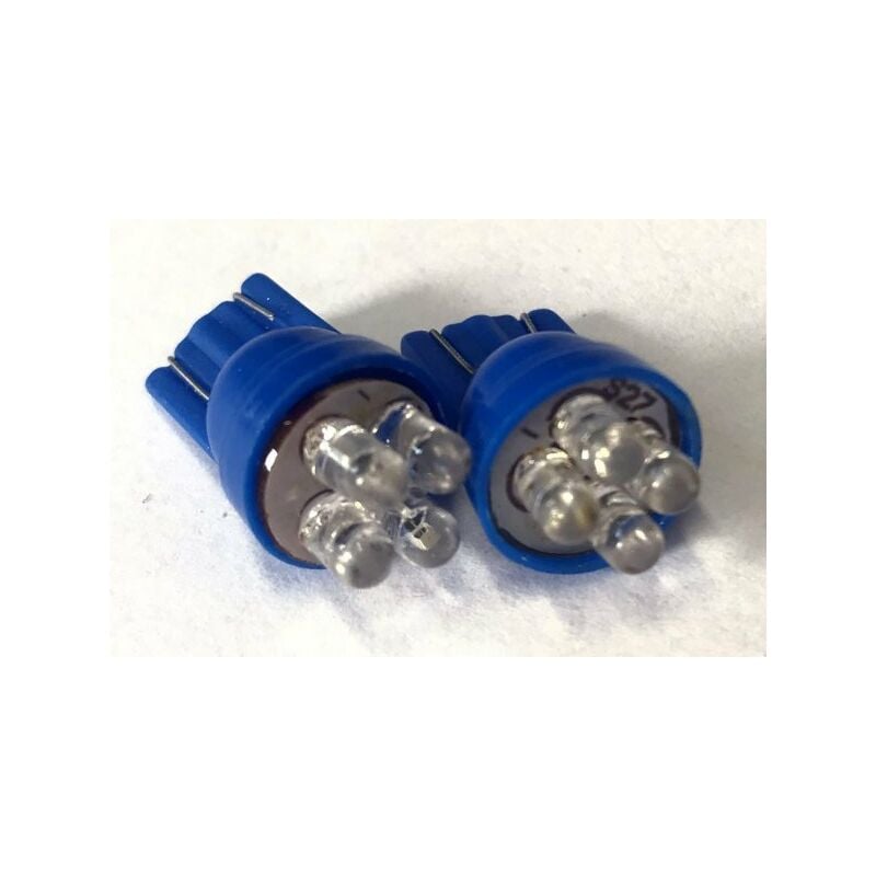 Coppia 2 Lampade Led T10 Con 4 Led F3 Colore Blue Blu 12V 0,2W