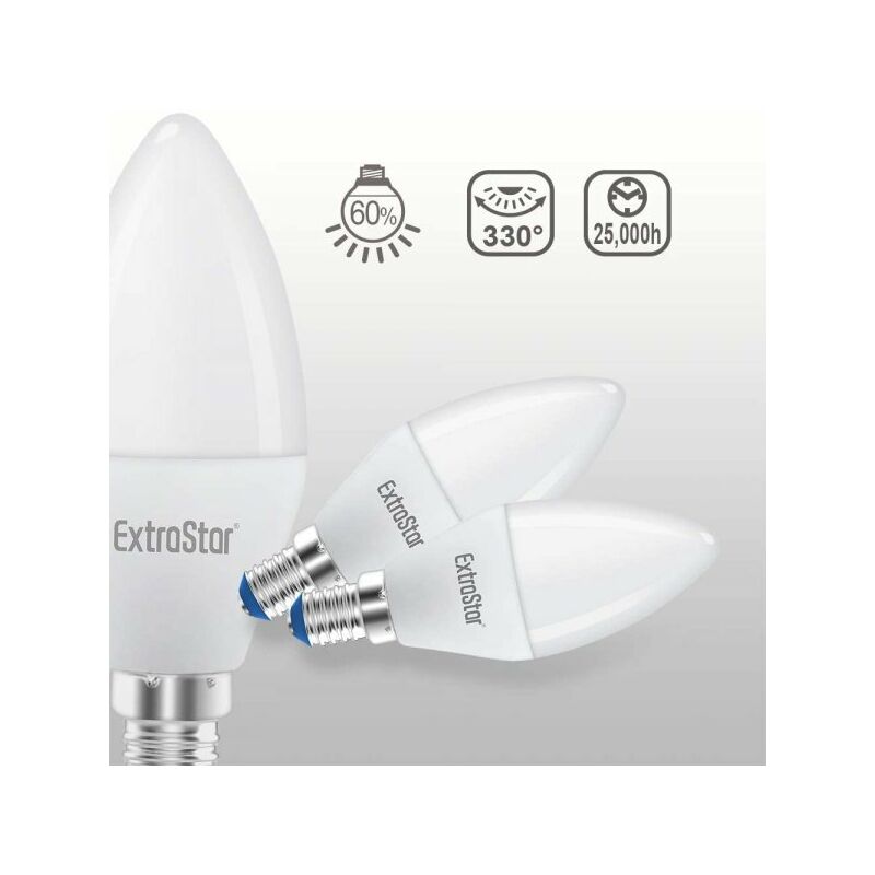 2 PZ Lampada A Led E14 C37 8W Bianco Freddo 6500K 720 Lumen