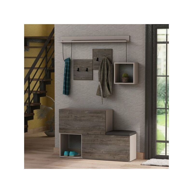 Mobile ingresso scarpiera Holdon colore tortora dark coffee