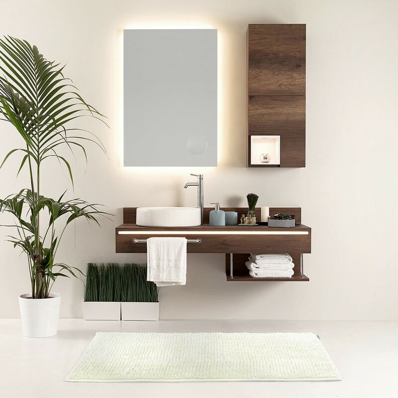 DEUBA® 2x Tappeto da Bagno in Legno di Acacia Certificato FSC® 76 x 50