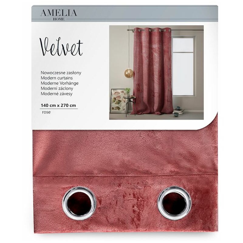 Tenda da interno velluto rosa 140x270cm AmeliaHome Velvet