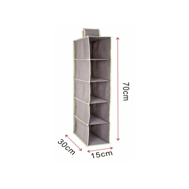 Organizer Scaffale Armadio da Appendere Portatutto Pieghevole Salvaspazio 5 Ripiani  Scomparti 30X15X70cm