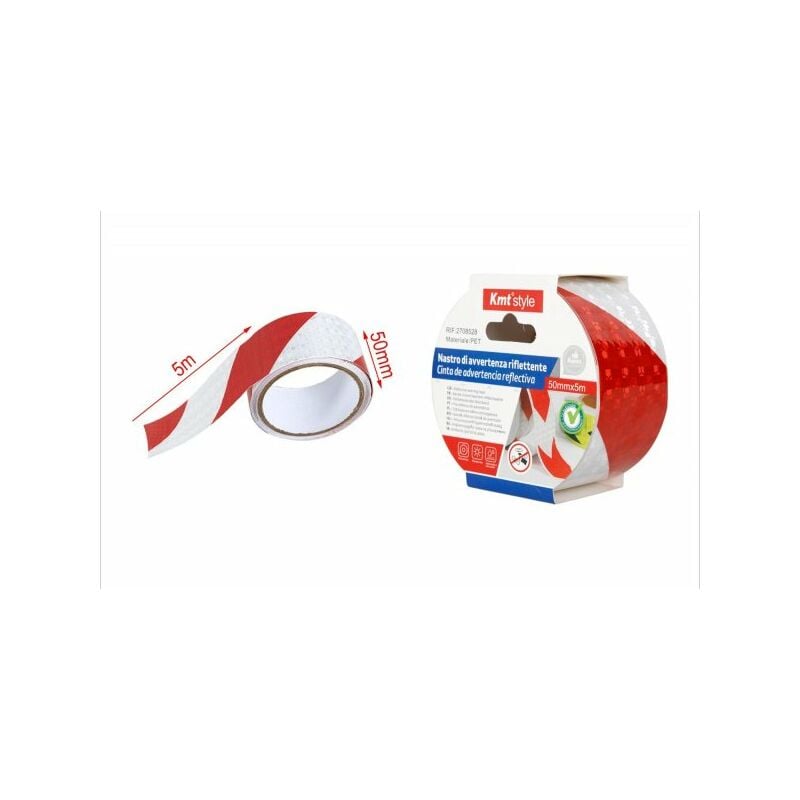 Nastro Adesivo Riflettente 50mm X 5MT Bianco Rosso Catarifrangente Ad Alta  Visibilità