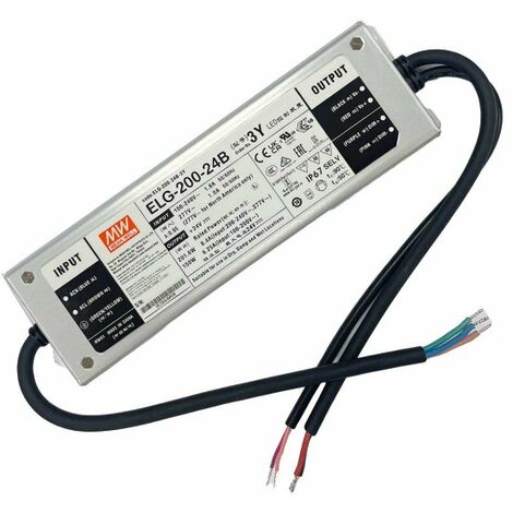 MeanWell ELG-200-24B-3Y Alimentatore Dimmerabile 0-10V PWM Resistenza IP67  200W 24V 8,4A