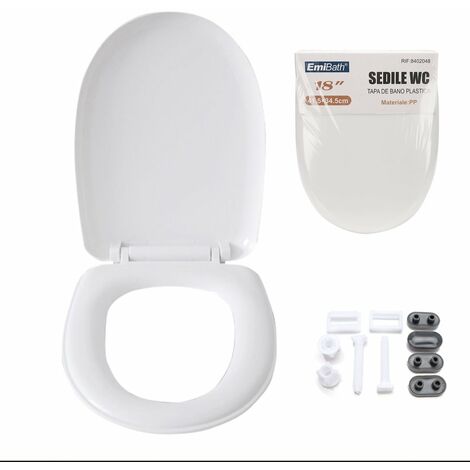 Sedile WC Copriwater Universale In Plastica Forma O Chiusura Morbida  Ammortizzata 18'' 415X345mm Distanza Fori 125