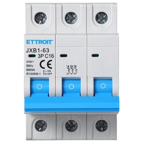 Interruttore automatico magnetotermico modulare 3P 16A 6KA 380V Ettroit