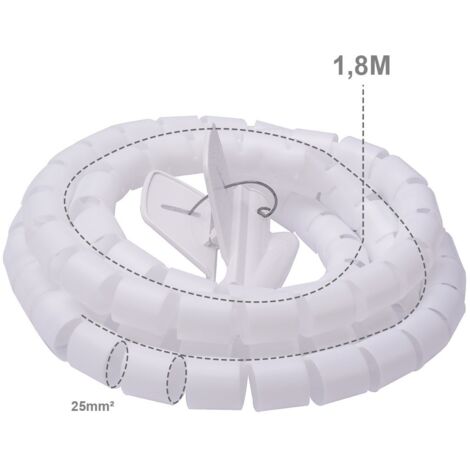 sourcing map Gaine de câble en spirale de 9 m, 10 mm, organiseur de câbles flexible en polyéthylène pour câble d'ordinateur, câble de charge noir avec ruban adhésif