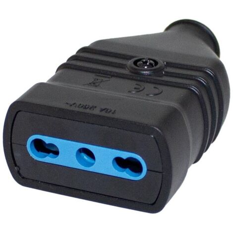 Presa Antischiacciamento 2P+T In PVC Bipasso 10/16A 250V Nero