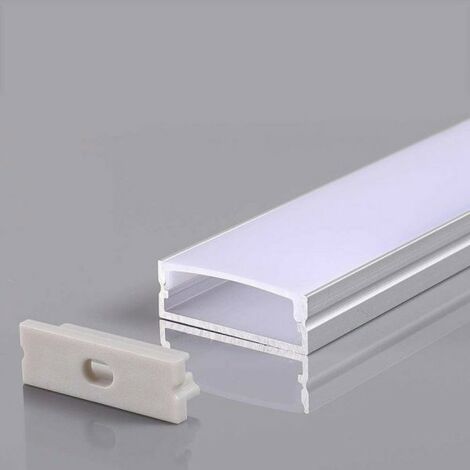 Profilo Alluminio Media 30X10mm Standard Spazio Led Max 27mm con la  Copertura Satinata Tappi Gancio 2 Metri SKU-23176